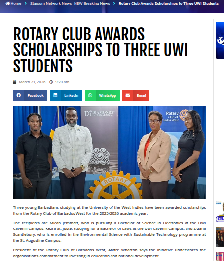 Rotary Scholarships (UWI Students)